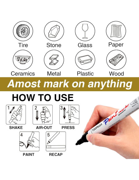 Marcadores de Pintura Blanca TOOMGGA - Paquete de 6 Unidades