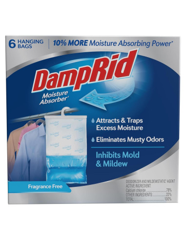 Absorbente de Humedad Colgante DampRid Sin Fragancia 436 g - Paquete de 6