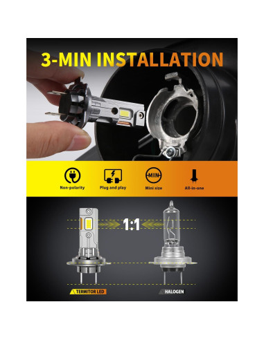 Bombillas LED H7 Termitor 30000LM 6500K 2 Piezas