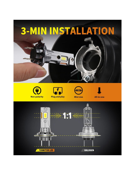 Bombillas LED H7 Termitor 30000LM 6500K 2 Piezas