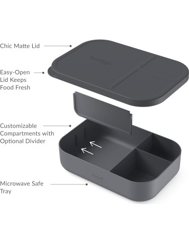 Bandeja de Preparación de Comidas Bentgo Moderna 1300ml Gris