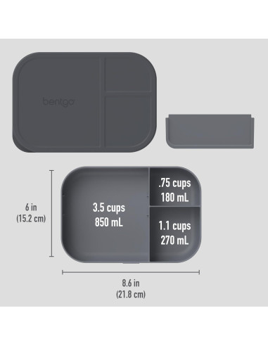 Bandeja de Preparación de Comidas Bentgo Moderna 1300ml Gris