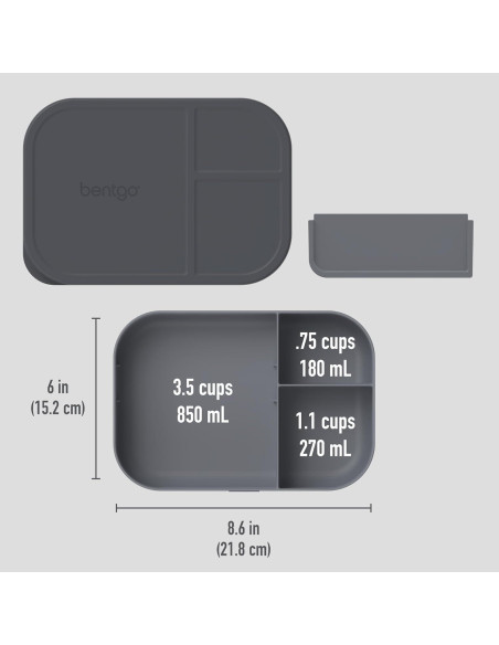 Bandeja de Preparación de Comidas Bentgo Moderna 1300ml Gris