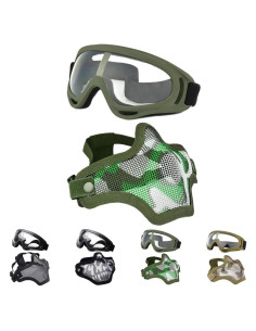 Conjunto de Máscara Media Cara y Gafas Airsoft Outgeek
