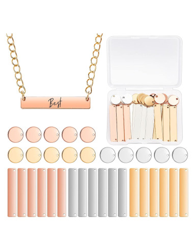 Hicarer 30 Etiquetas Metálicas en Blanco para Joyería 35x6mm