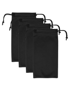 4 Bolsas de Gafas Microfibra con Cierre de Cuerda - Colores Variados