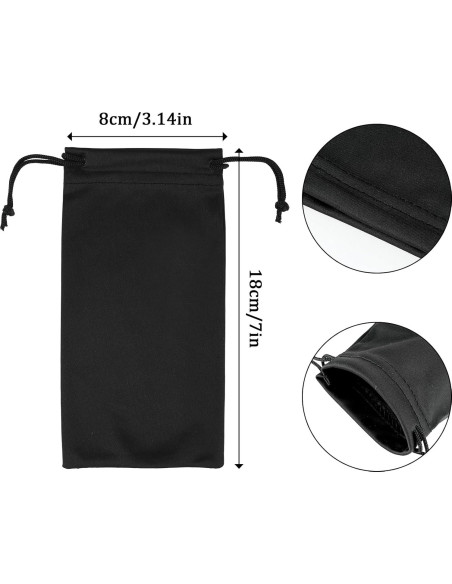 4 Bolsas de Gafas Microfibra con Cierre de Cuerda - Colores Variados