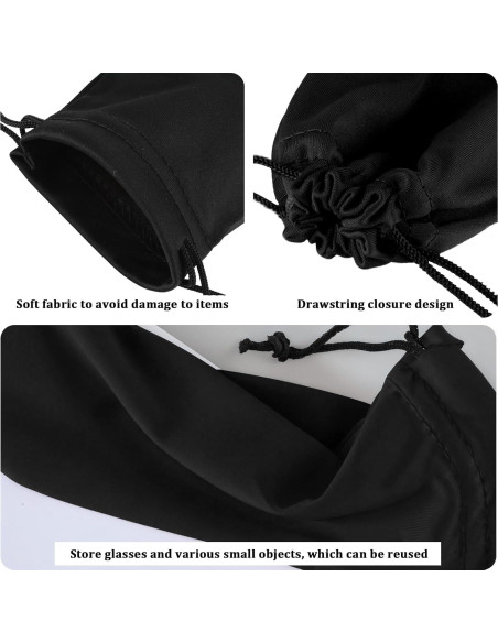 4 Bolsas de Gafas Microfibra con Cierre de Cuerda - Colores Variados