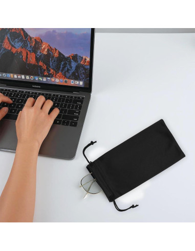 4 Bolsas de Gafas Microfibra con Cierre de Cuerda - Colores Variados
