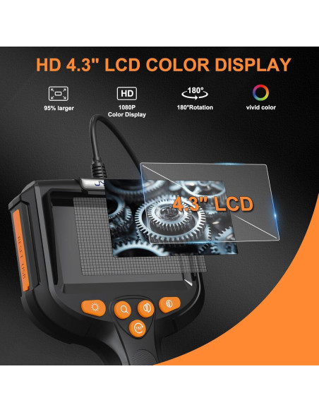 Cámara Endoscópica JYTONE 4.3" HD Impermeable 5.5mm 2m