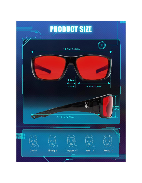 Gafas TIJN para dormir con lentes rojos, bloqueo luz azul 99.9% Gafas TIJN para dormir con lentes rojos, bloqueo luz azul 99.9%