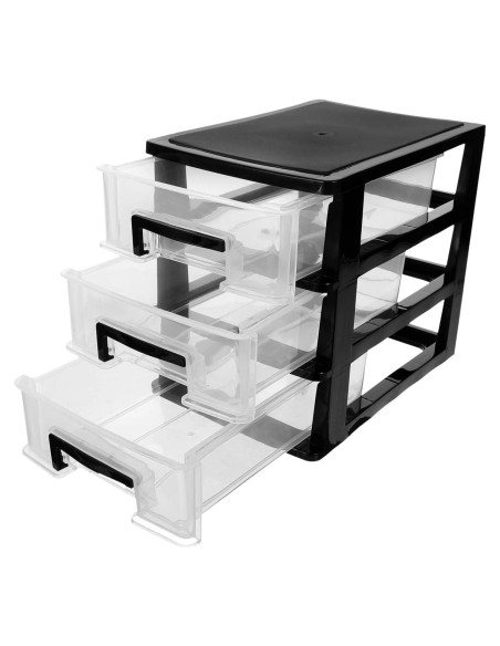 Armario de Cajones de Plástico BESPORTBLE 3 Capas Negro