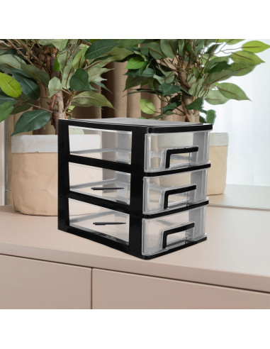 Armario de Cajones de Plástico BESPORTBLE 3 Capas Negro