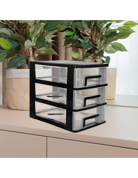 Armario de Cajones de Plástico BESPORTBLE 3 Capas Negro