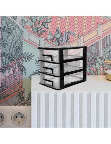 Armario de Cajones de Plástico BESPORTBLE 3 Capas Negro