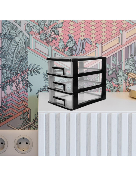 Armario de Cajones de Plástico BESPORTBLE 3 Capas Negro