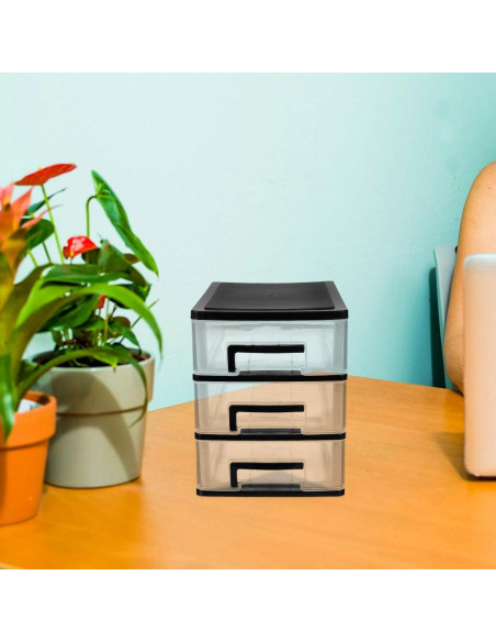 Armario de Cajones de Plástico BESPORTBLE 3 Capas Negro