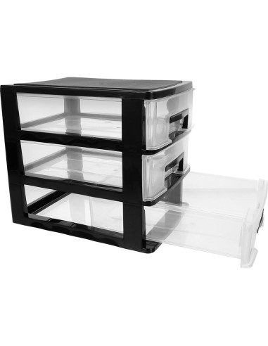 Armario de Cajones de Plástico BESPORTBLE 3 Capas Negro