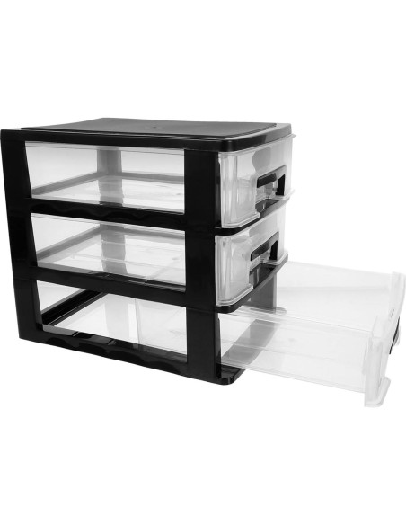 Armario de Cajones de Plástico BESPORTBLE 3 Capas Negro