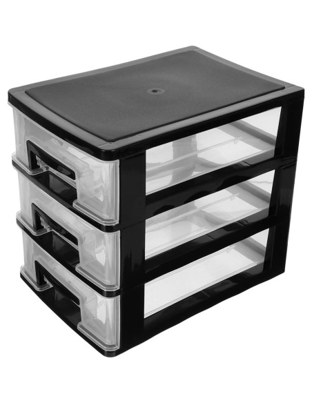 Armario de Cajones de Plástico BESPORTBLE 3 Capas Negro