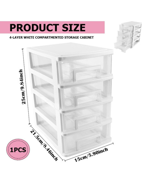 Organizador de Cajones de 4 Niveles LNQ LUNIQI Blanco