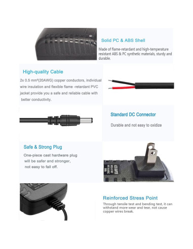 Adaptador de corriente 12V 1.5A MTYTOT para LED y CCTV
