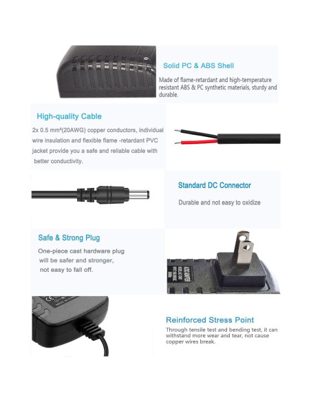 Adaptador de corriente 12V 1.5A MTYTOT para LED y CCTV