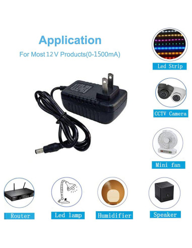 Adaptador de corriente 12V 1.5A MTYTOT para LED y CCTV