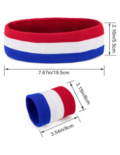 Conjunto Diadema y Muñequera BEFORYOU Algodón Rojo Azul Blanco 2