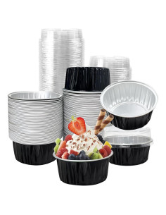 100 Tazas de Aluminio Desechables con Tapas Augoog 125ml