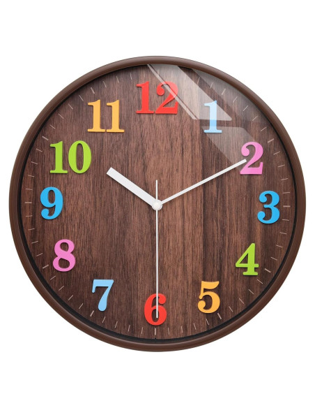 Reloj de Pared Silencioso Topkey 30cm Redondo para Niños