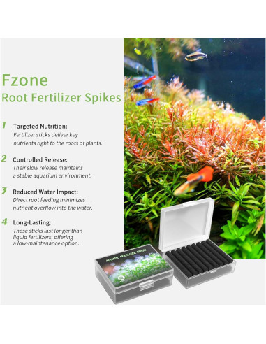 FZONE Fertilizante Acuático para Plantas - 25 Picos NPK