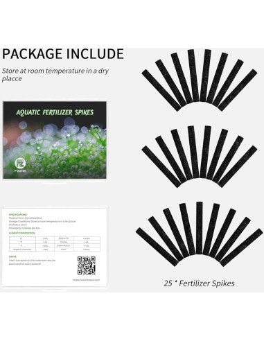 FZONE Fertilizante Acuático para Plantas - 25 Picos NPK