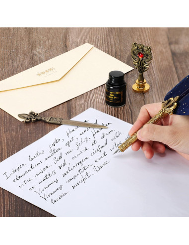 Juego de Pluma y Tinta Karhood con Sello de Cera y 5 Plumillas