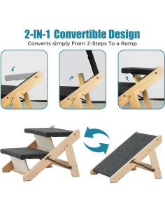 Escalera y Rampa Plegable MEWANG para Mascotas 3 en 1 - Soporta 100 kg 2