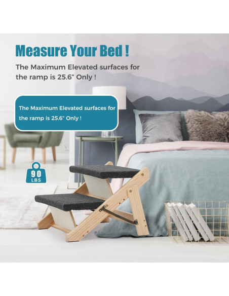 Escalera y Rampa Plegable MEWANG para Mascotas 3 en 1 - Soporta 100 kg
