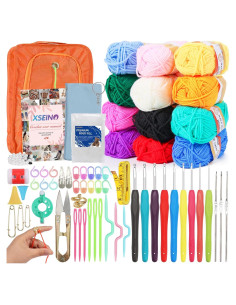 Kit de Crochet XSEINO para Principiantes - 12 Rollos de Hilo Acrílico