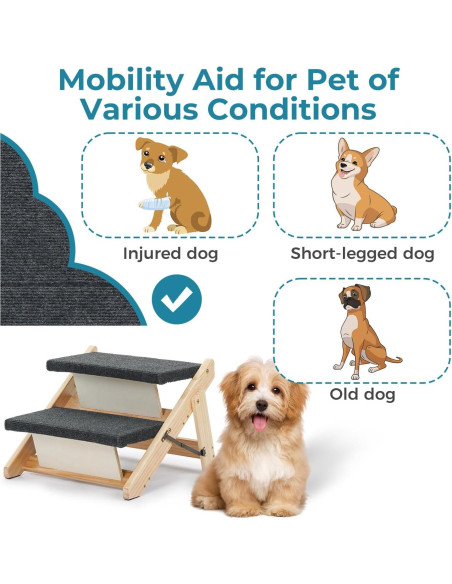Escalera y Rampa Plegable MEWANG para Mascotas 3 en 1 - Soporta 100 kg