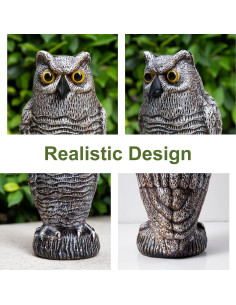 Espantapájaros Búho OFFO para Jardín 21 cm Marrón 2