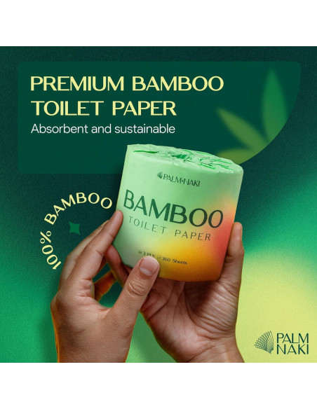 Papel Higiénico de Bambú Palm Naki 3 Capas 4 Rollos 360 Hojas