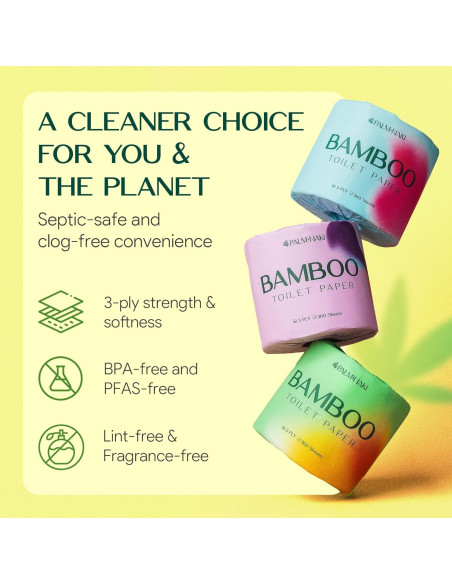 Papel Higiénico de Bambú Palm Naki 3 Capas 4 Rollos 360 Hojas