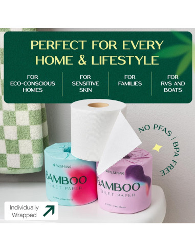 Papel Higiénico de Bambú Palm Naki 3 Capas 4 Rollos 360 Hojas