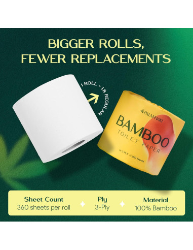 Papel Higiénico de Bambú Palm Naki 3 Capas 4 Rollos 360 Hojas