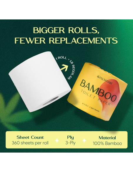 Papel Higiénico de Bambú Palm Naki 3 Capas 4 Rollos 360 Hojas