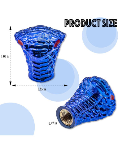 4 Tapones de Válvula de Neumático MEAJOO Cobra Azul Universales