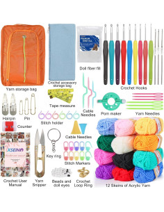 Kit de Crochet XSEINO para Principiantes - 12 Rollos de Hilo Acrílico 2