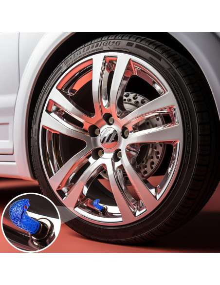 4 Tapones de Válvula de Neumático MEAJOO Cobra Azul Universales