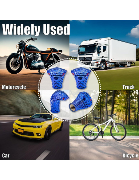 4 Tapones de Válvula de Neumático MEAJOO Cobra Azul Universales