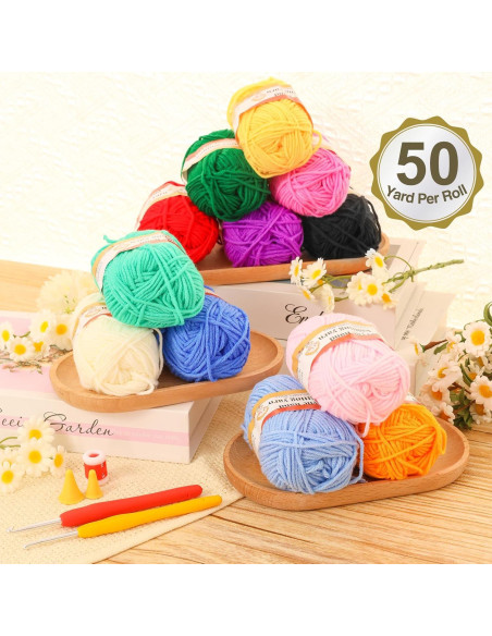 Kit de Crochet XSEINO para Principiantes - 12 Rollos de Hilo Acrílico