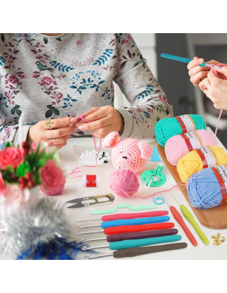 Kit de Crochet XSEINO para Principiantes - 12 Rollos de Hilo Acrílico
